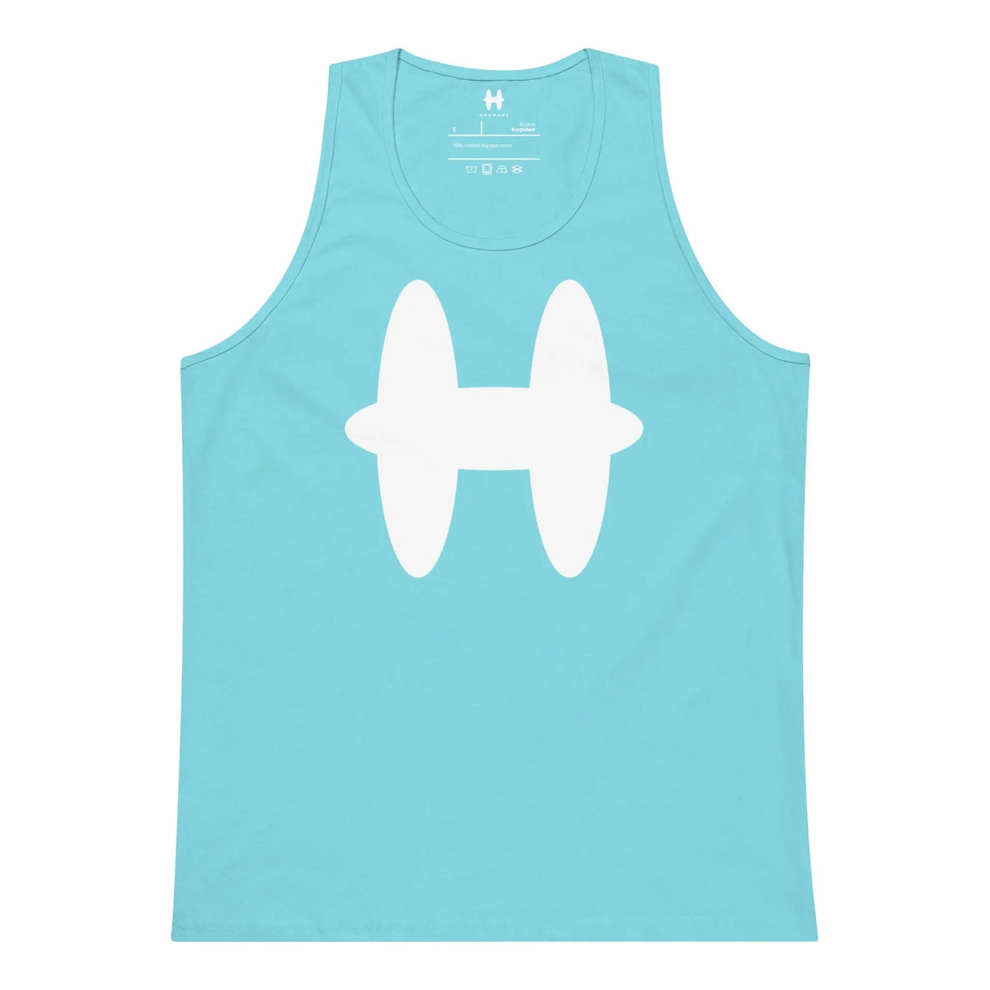 Tank Top in Pacific Blue, white H logo on chest. 