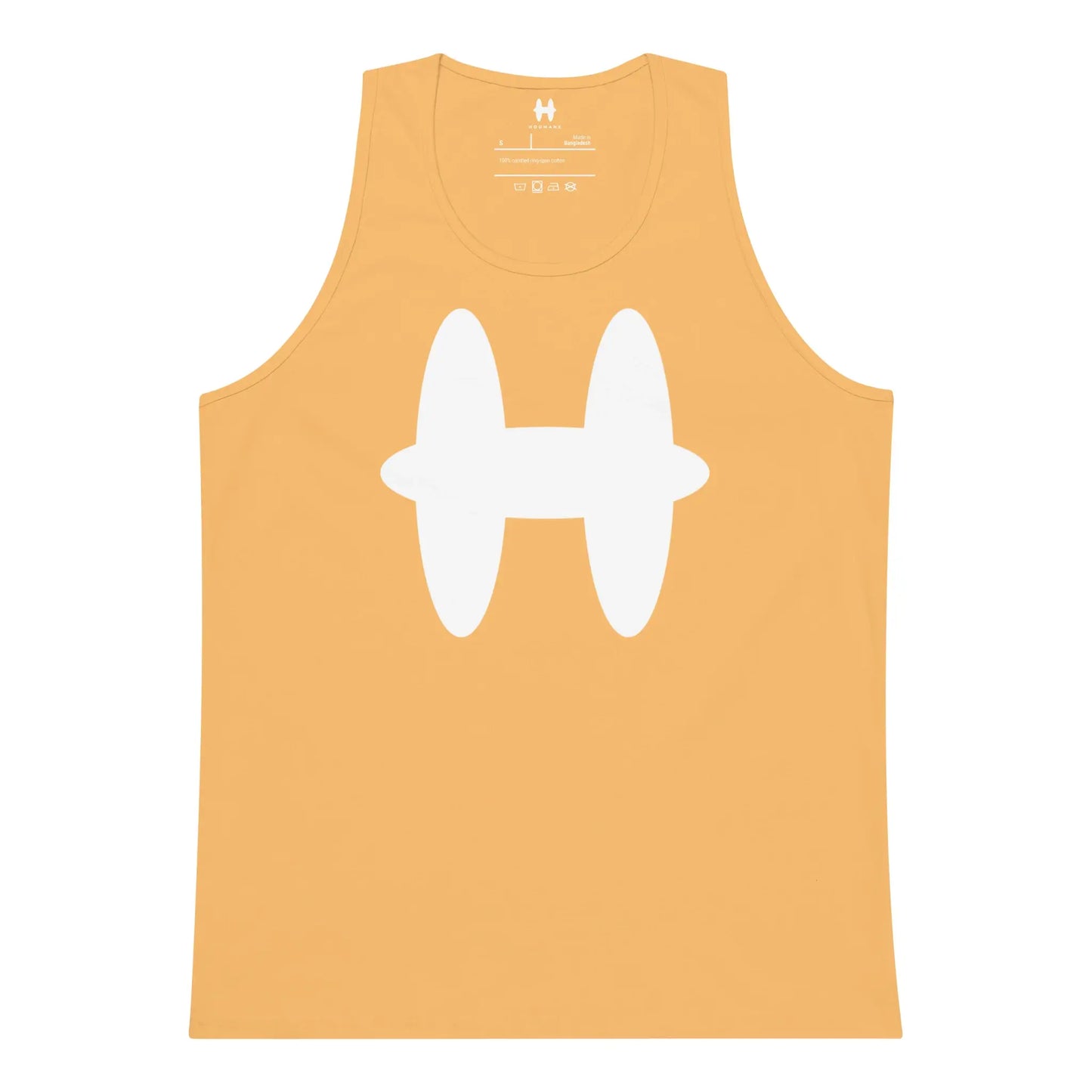 Tank Top in Squash, white H logo on chest. 